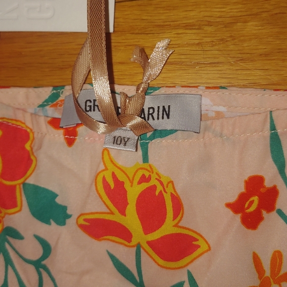 Summer Orange Floral Square Neck Short Sleeved Peplum Top GRACE KARIN Girls 10Y - Picture 8 of 9